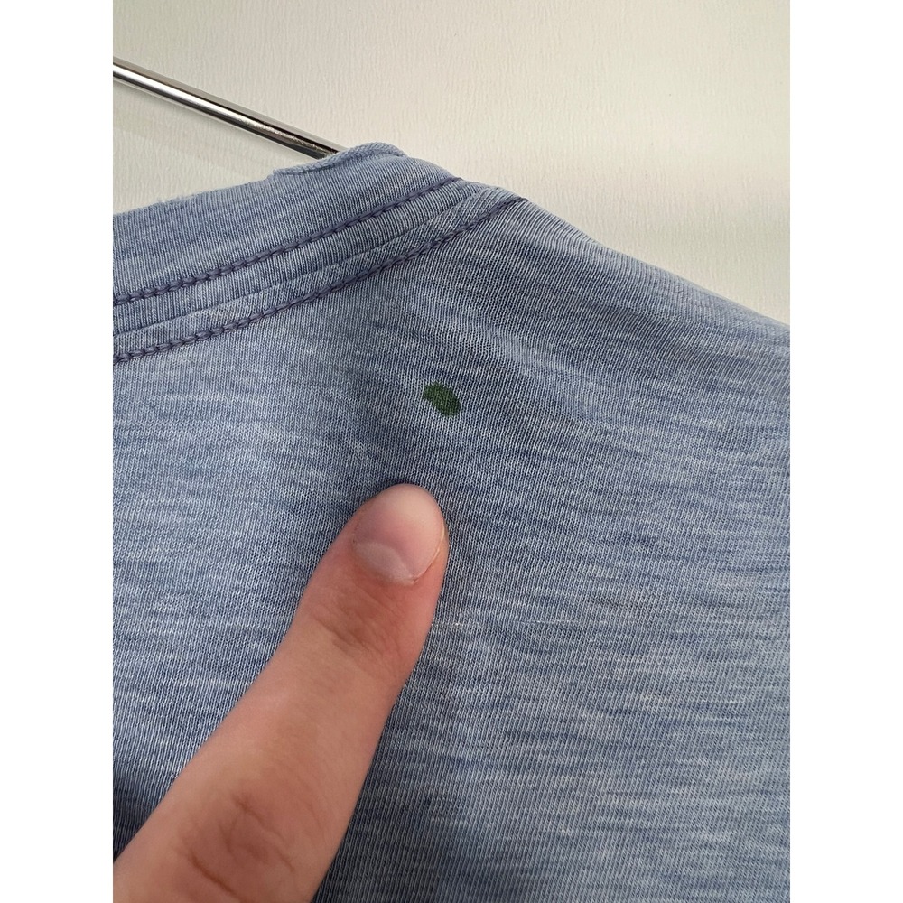 Lululemon V-Neck T-Shirt Blue Heathered Short Sleeve Distressed Workout T-shirt - Picture 3 of 8